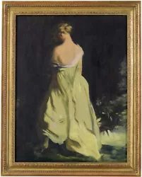 Buy Standing Young Woman Antique Oil Painting By Archibald George Barnes (1887-1972) • 0.99£
