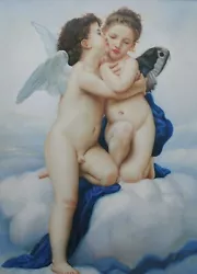 Buy Fine Oil Painting ~after Bouguereau ~ Cupid & Psyche, Cherubs, Angels, Clouds • 1,200£