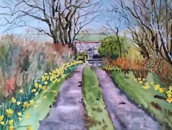 Buy Original Watercolour.  ' Daffodil Walkway' • 19.50£
