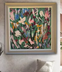 Buy Framed Original Abstract Oil Painting On Canvas 61x61cm Meadow Field Oka • 275£