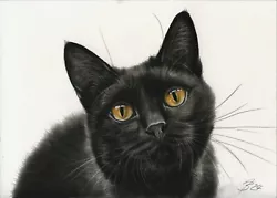 Buy Gato Black Cat Charcoal Charcoal Painting Drawing Drawing Painting Art #90 • 64.24£