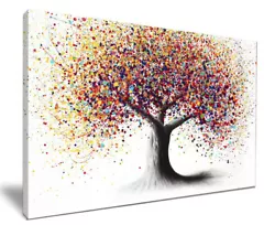 Buy Rainbow Soul Tree HD Framed Canvas Wall Art Picture Print 34 X24 / 86 X 61 Cm • 94£