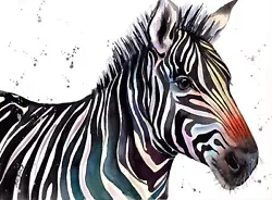 Buy Original Watercolor Zebra Handmade Painting Animals Art 7 X10  By Anne Gorywine • 28.94£