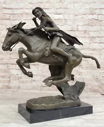 Buy Western Art Cheyenne Handcrafted Indian Warrior On Horse Bronze Statue Remington • 394.65£