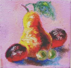 Buy Pear Original Oil Painting Still Life Fruit Kitchen Canvas Grapes PlumsTarrantts • 10.74£
