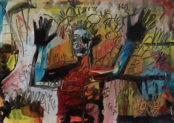 Buy Fine Unique Painting – Expressive Figure, Signed Jean Michel Basquiat, W COA • 710.42£