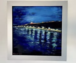 Buy Bournemouth Beach At Night - Acrylic/canvas Painting 30x30 Cm Direct From Artist • 29.99£