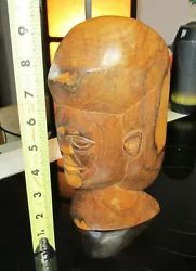 Buy Tribe Carved WOOD Carving Face Up 9 1/8  Tall Vintage 4 1/2  Mask Solid Wooden • 14.05£