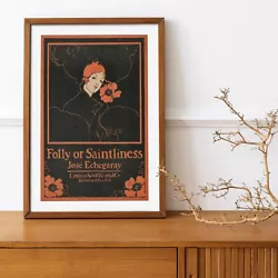 Buy Vintage Advert Art Print, Art Deco, Art Nouveau, Black And Red, Boho, Floral, UK • 3.99£