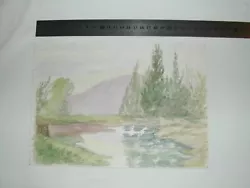 Buy COUNTRYSIDE RIVER + TREES & HILL Scottish Scotland Vintage Watercolour Painting • 2£
