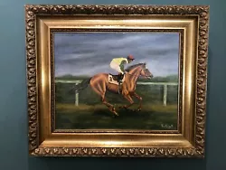 Buy Vintage Horse Racing Oil Painting By Tony McGrath 1987 In An Ornate Gold Frame. • 49.99£