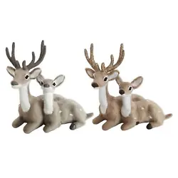 Buy 2 Pieces Reindeer Simulation Animal Ornaments Statue Decoration Decorative • 9.72£