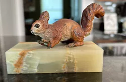 Buy Hand  Painted  Brass Squirrel Statue On Marble • 75.28£