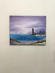Buy Seascape Oil Painting Original Art Bob Ross Style Seascape With Lighthouse 16x20 • 189£