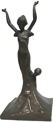 Buy Art Deco Painted Brass Statue Of Mother & Child (suspected Former Mirror Stand) • 99.99£
