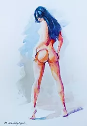 Buy Original Watercolor Painting. Beautiful Naked Girl. Minimalist  Illustration Art • 74.59£