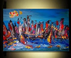 Buy CITYSCAPE    Original Oil Painting Stretched Canvas Impressionist T76R • 84.05£