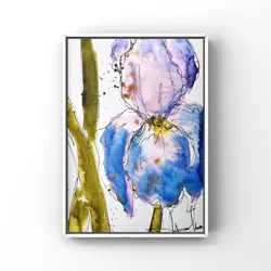 Buy Original Floral Art Blue Purple Iris Flower Painting Watercolor Sketch Garden • 20.72£