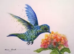 Buy ORIGINAL Signed Watercolour Painting HUMMINGBIRD Bird Wildlife Art Clare Crush • 23.99£