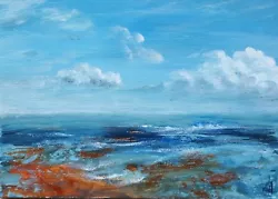 Buy Original Art Acrylic Painting Seascape Cloudscape 5 X 7 Inch Unframed M Leibl • 29.99£