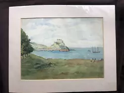 Buy Antique Watercolour Of Mount Orgueil Castle Jersey, 1886 • 85£