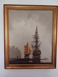 Buy Vintage Tom Gower Painting Sailing Boats Whitby Oil On Canvas • 99£