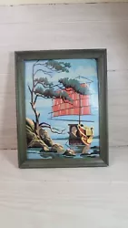 Buy Vintage Framed Paint By Number Oriental Ship Boat Scenic 13.5 X 10.5 • 28.93£
