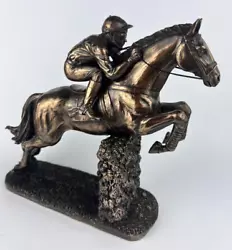 Buy Rare Horse Racing Jockey Statue Figure Polystone Bronze Home Decor Italy 22 Cm • 112.59£