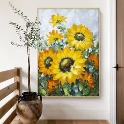 Buy Mintura Handpainted Sunflowers Oil Painting On Canvas Modern Home Decor Wall Art • 26.24£