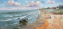 Buy Beach,Ocean,Original Oil Painting By Jason,   90 X 40 Cm • 63.22£