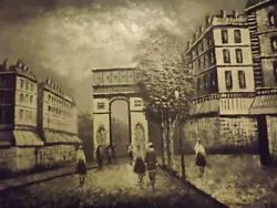 Buy Paris Street Arch De Triumph Huge Oil Painting Canvas Black & White Cityscape • 67.95£