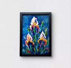 Buy IRIS Flower Floral Impressionism Hand Painted Original Oil PAINTING Framed • 511.08£