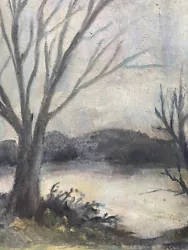 Buy Beautiful Painting Oil Landscape On Cardboard Shaft Mist Winter QEII Ronget 1920 • 167.56£