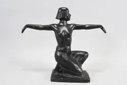 Buy J91A18 - Art Deco Sculpture, Half-Act Dancer, Metal Blackened, Circa 1930 • 12.07£