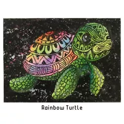 Buy ACEO ORIGINAL PAINTING Mini Collectible Art Card Animal Rainbow Turtle Ooak • 8.25£