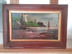 Buy Antique Original Oil Painting By WHL?  Seascape.270mmx170mm Image. Framed. • 12.50£