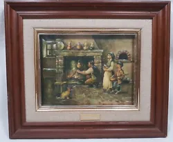 Buy Enameled Plaque Vintage Signed Vicente Roso Reproduction Wood Frame Rare Prop   • 16.99£