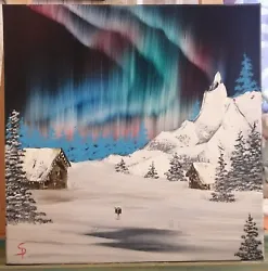 Buy Oil Painting 40x40 Cm, Life Of The Northern Lights In Bob Ross Style • 90.09£