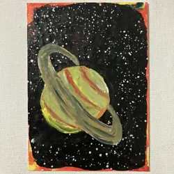 Buy ACEO ORIGINAL PAINTING Mini Collectible Art Card Signed Space Saturn Ooak • 8.29£