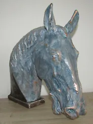 Buy Stone Horse Head Statue Sculpture  10.5 Inches Tall Imitation Bronze • 137.02£