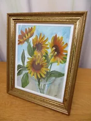 Buy Framed Watercolour Painting Of Sunflowers – Initialled AP/NP? • 85£