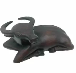 Buy African  Water Buffalo Red Mahogany Bull Resting Sculpture Figurine Art 5.5” • 12.44£