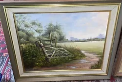 Buy Vintage  Landscape Oil Painting On Board Framed Signed Entitled Broken Gate • 48£