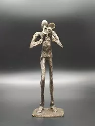 Buy Antique MCM Brutalist Cast Art Bronze Musician Trumpet Player Figurine Statue • 57.05£