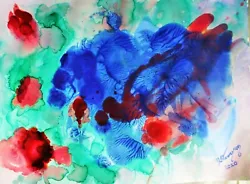 Buy Mixed Media Painting Of Blue & Red Roses,Abstract,original,contemporary,unframed • 6£