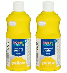Buy 2 X Hobby World Ready To Mix Acrylic Yellow Paint With Improved Quality - 500ml • 10.95£
