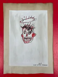 Buy Jean-Michel Basquiat (Handmade) Drawing Watercolor On Old Paper Signed & Stamped • 105.12£