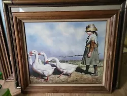Buy  Girl Herding Geese  Original Oil On Canvas • 331.53£