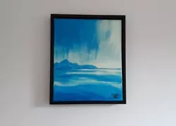 Buy Blue Monochromatic Lake Landscape Painting - Medium Size- Unframed Rolled Canvas • 25£