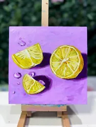 Buy Lemon Oil Painting On Canvas Realistic Citrus Slice Kitchen Art Home Decor Sale • 120£
